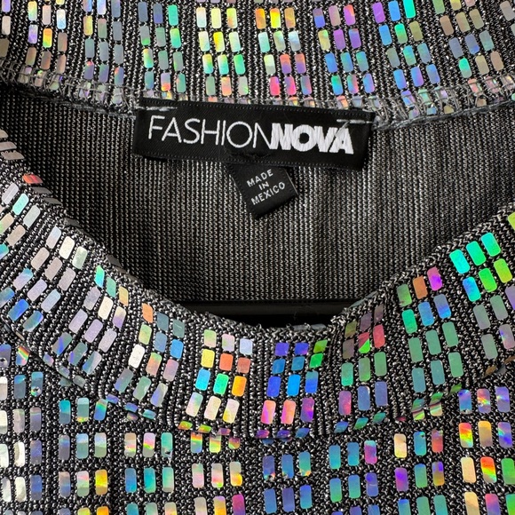 Fashion Nova Silver Holographic Dress - Picture 4 of 5